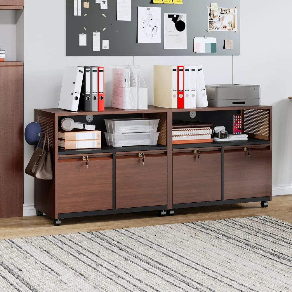Mlezan 2-Drawer File Cabinet: Metal, Rolling Storage with Shelf. Ideal for Printer, Letter, or A4 Files in Home or Office. Functional and Compact.