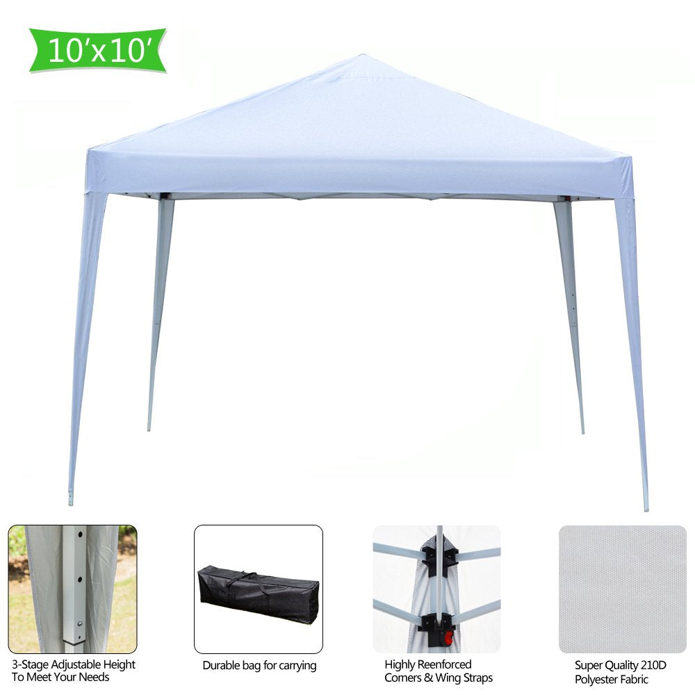 Canopy Tents for Outside, SEGMART 10' x 10' Canopy Tent, Sunshade Outdoor Canopy, Portable Shade Canopy with Carry Bag, Outdoor Party Canopy Tent, for Party Wedding Camping, White, I7296