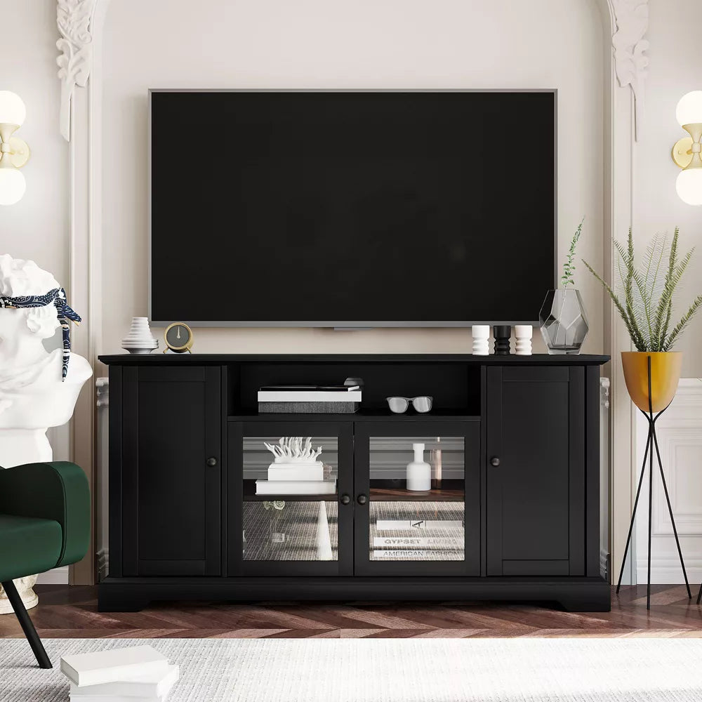 NicBex TV Stand for TVs up to 65 Inches,Modern Entertainment Center with 3 Cabinets and Adjustable shelves