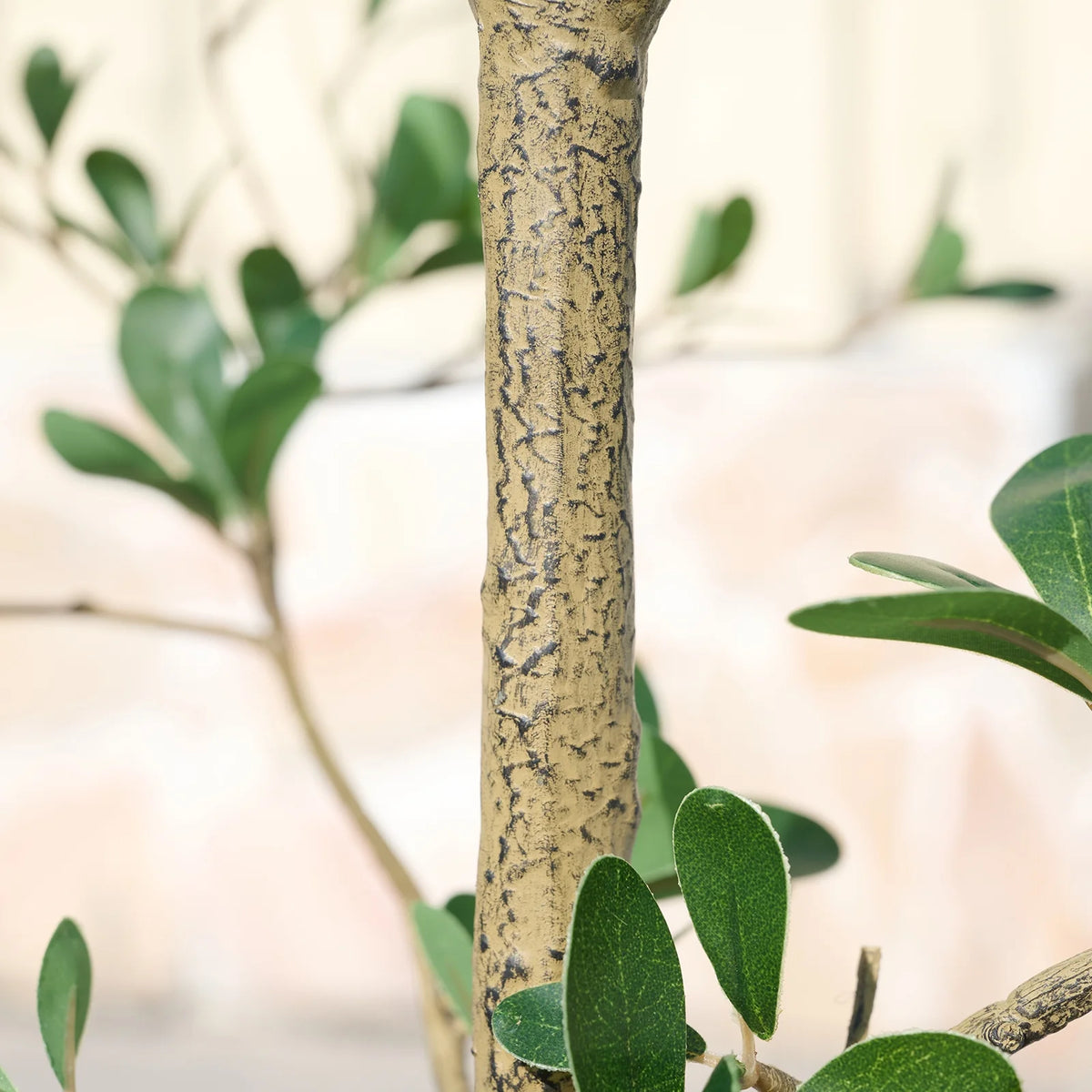 DR.Planzen 6FT Artificial Black Olive Tree with UV-Resistant Silk Leaves White Planter, Tall Artificial Plant Natural Wood Trunk for Home Office Indoor Outdoor Decor