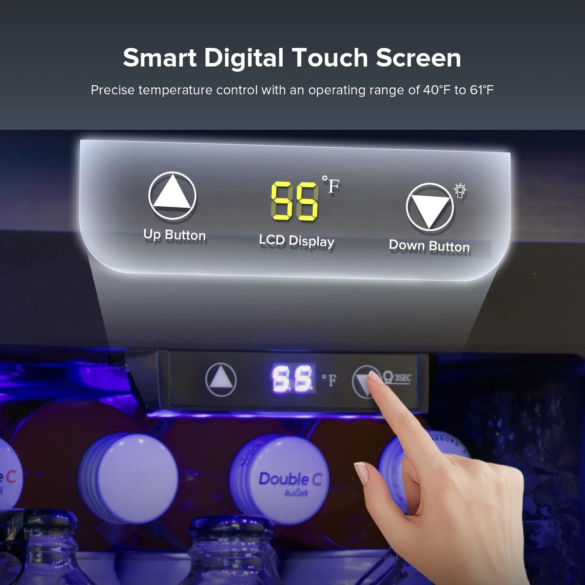 Auseo 24 Can Beverage Refrigerator, Wine Cooler with Touch Control Buttons, Mini Refrigerators for Bedroom/Office/Bar