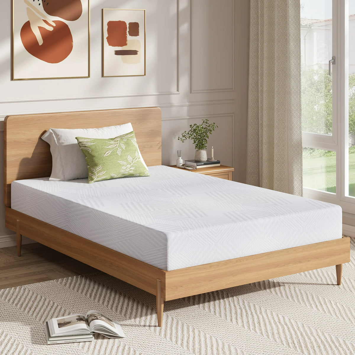 Sesslife 8" Memory Foam Mattress, Cooling Gel Green Tea Memory Foam Mattress for Sleep Support, Back Pain Relief, Twin Mattress in a Box, Medium Firm, CertiPUR-US Certified, Twin