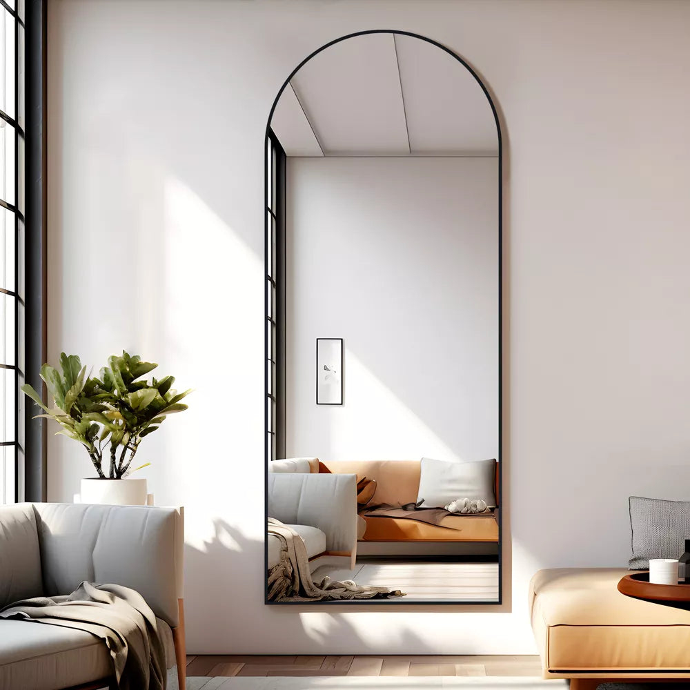 Dovelina Metal Framed Arched Full Length Mirror Large Wall Mirror Floor Standing Mirror