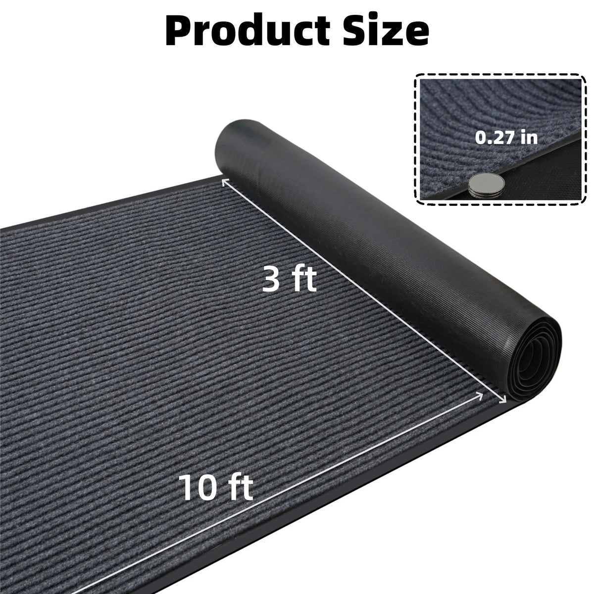 OVYEOFR Utility Rug, 3ft x 10ft Hallway Runner Rug, Commercial Floor Mat Entrance Doormat, Grey