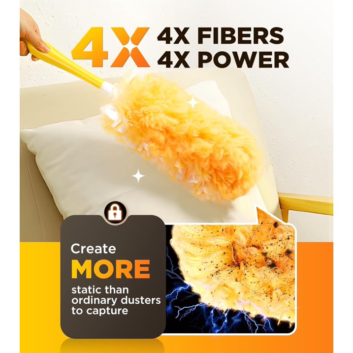 Disposable Feather Dusters for Cleaning Tool Multi Surface Duster Refills Brush Head 20 pcs & Handle*1