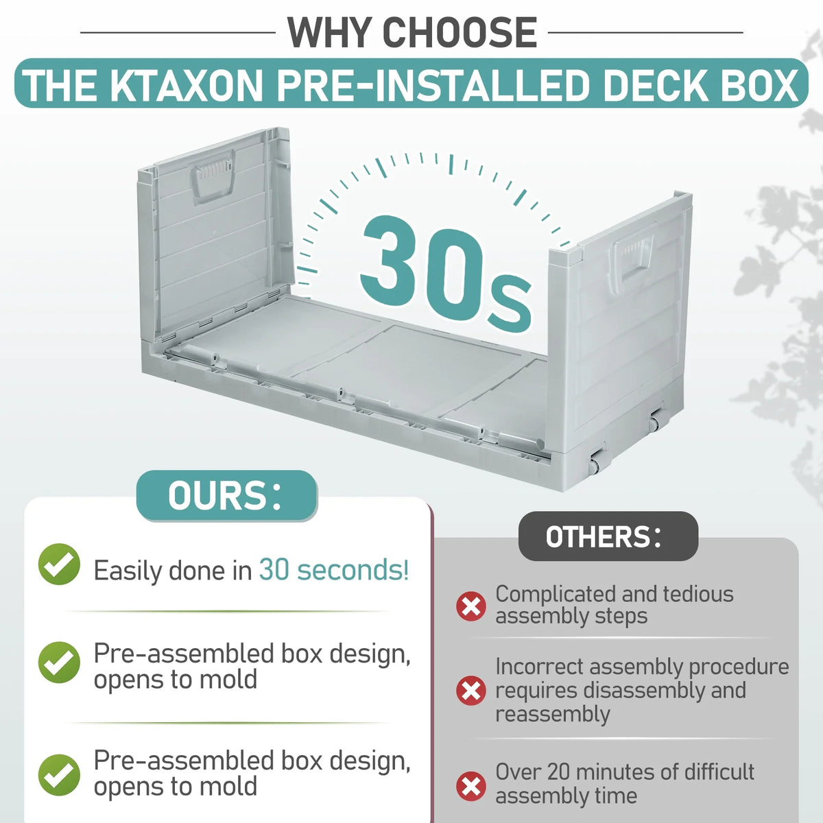 Ktaxon 75gal Outdoor Storage Deck Box Collapsible Garden Resin Deck Box Pre-installed,Space Saving & Easy Set Up - Black & Gray