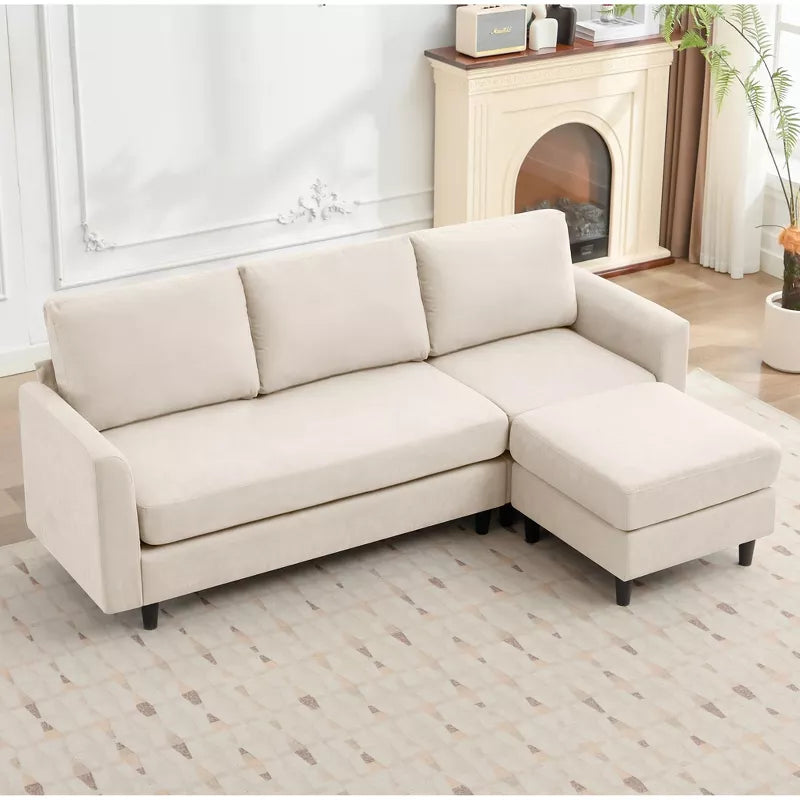Hyleory L Shaped Sectional Sofa Breathable Soft Fabric in Simple Warm Design