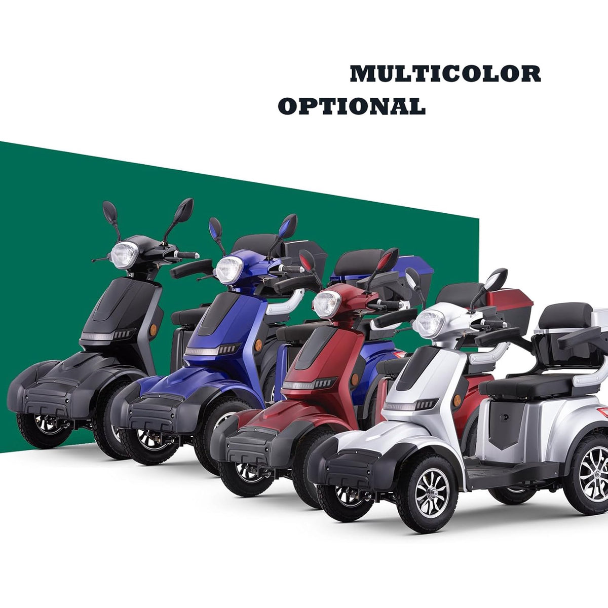 4 Wheel Electric Powered Mobility Scooter Wheelchair for Adults Seniors Pre Assembled in USA, 500lbs Capacity, 25 31 Miles Range, 3 Speed Up to 15 MPH, 800W Motor Power (Black)