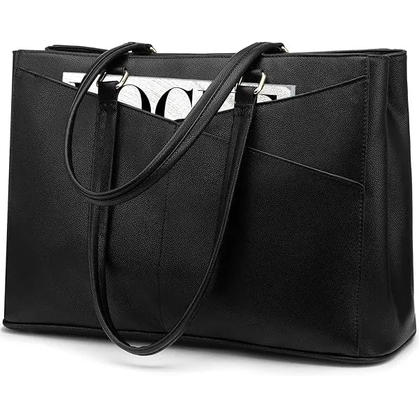 LOVEVOOK Laptop Tote Bag for Women 15.6 Inch Waterproof Leather Computer Bags Business Office Work Briefcase Black Black 15.6 Inch 15.6 inch