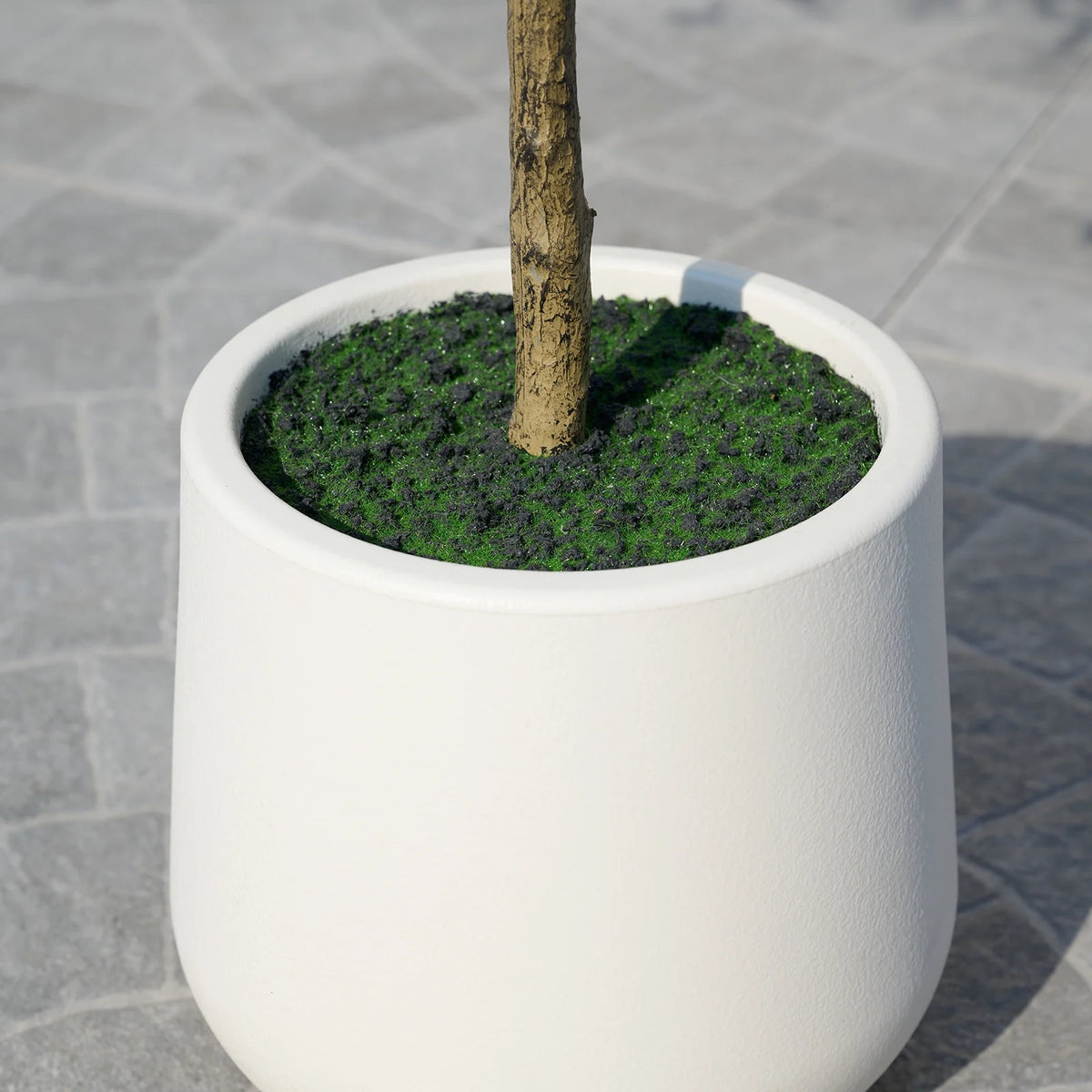 DR.Planzen 6FT Artificial Black Olive Tree with UV-Resistant Silk Leaves White Planter, Tall Artificial Plant Natural Wood Trunk for Home Office Indoor Outdoor Decor