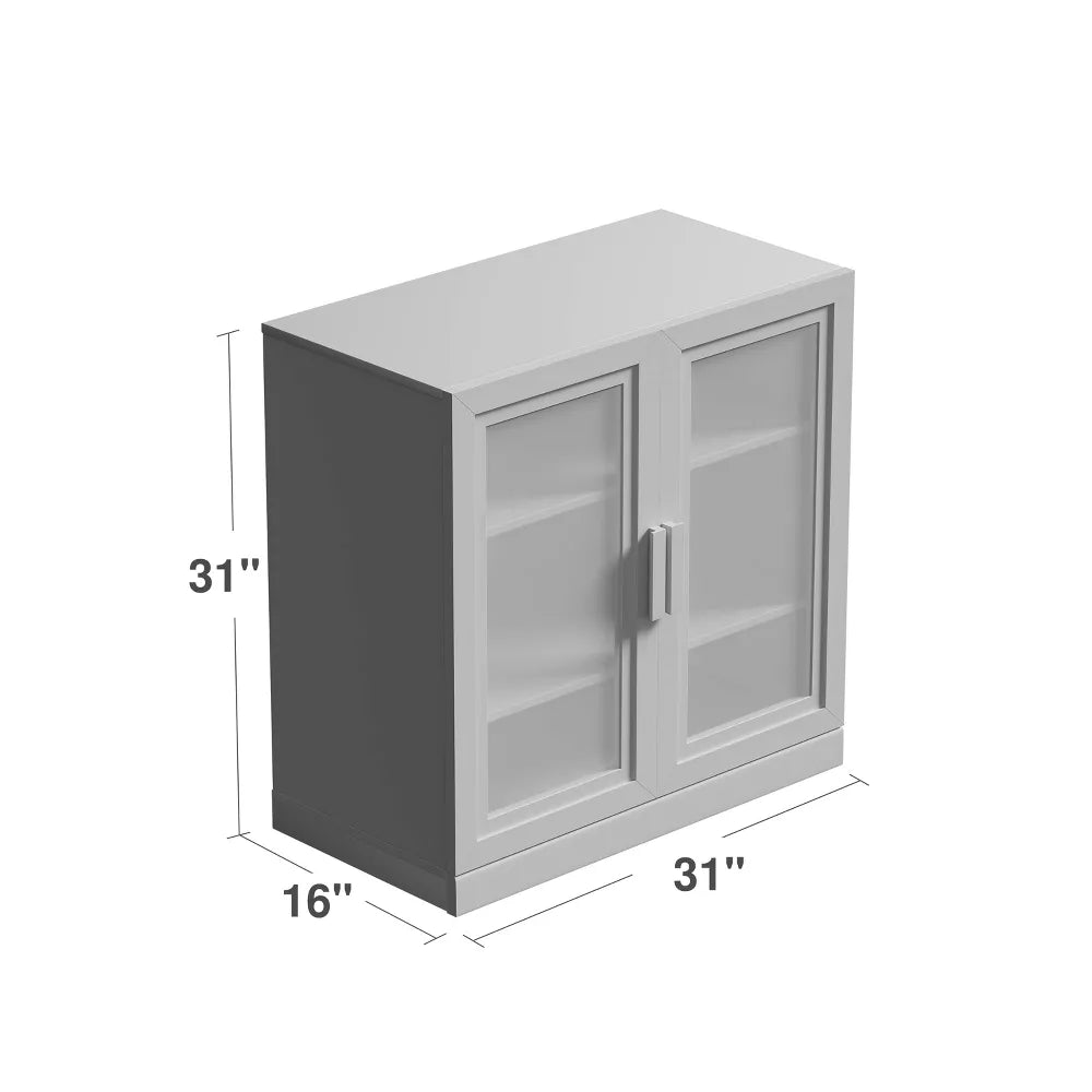 Dovelina Wooden 3 Shelf Bookcase Cabinet Decorative Bookshelf with Glass Doors and Adjustable Partitions