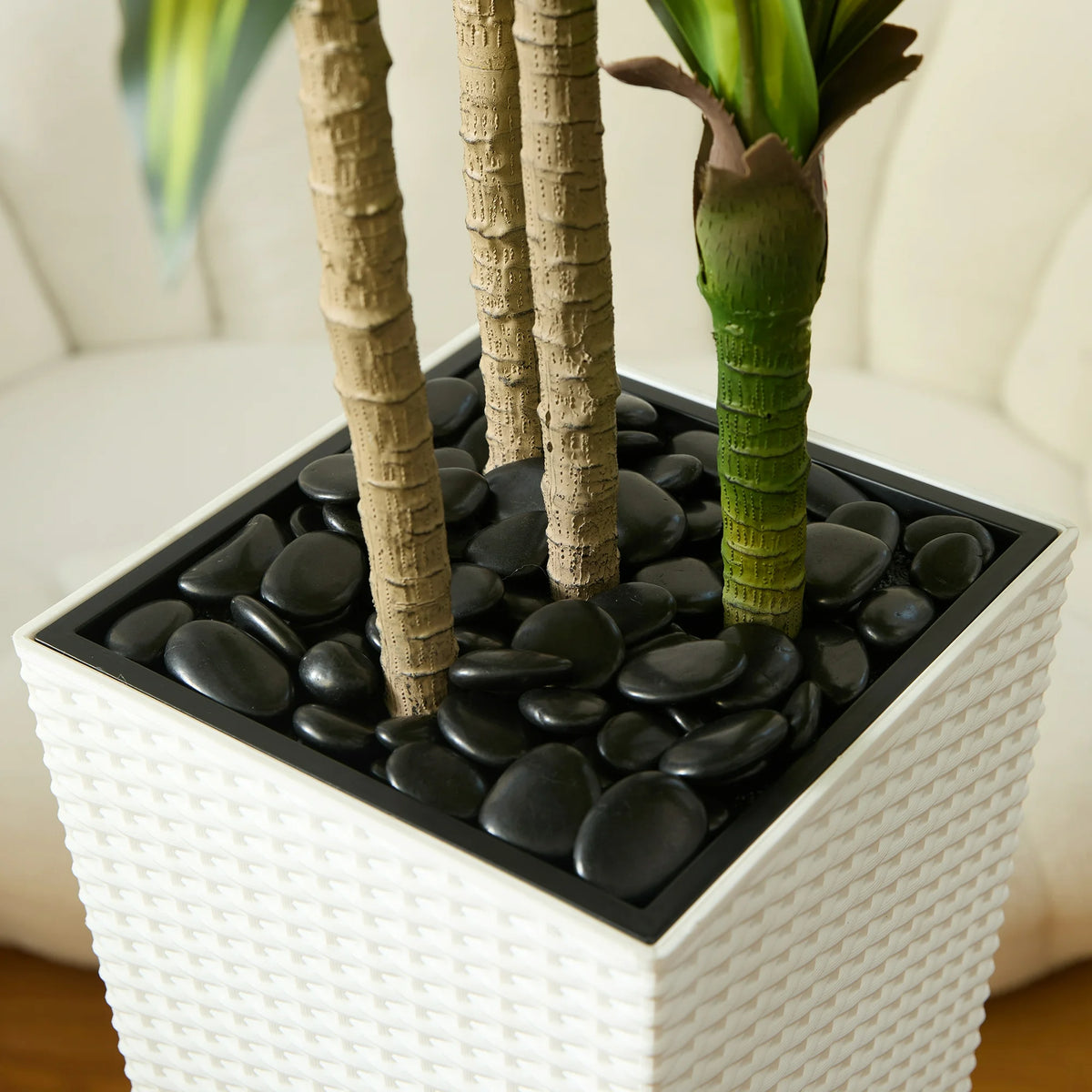 DR.Planzen 6FT Artificial Dracaena Tree with UV-Resistant Silk Leaves in White Tall Planter - Indoor/Outdoor Faux Plant for Home Office House Decor, Tall Fake Tree for Living Room Lobby Patio
