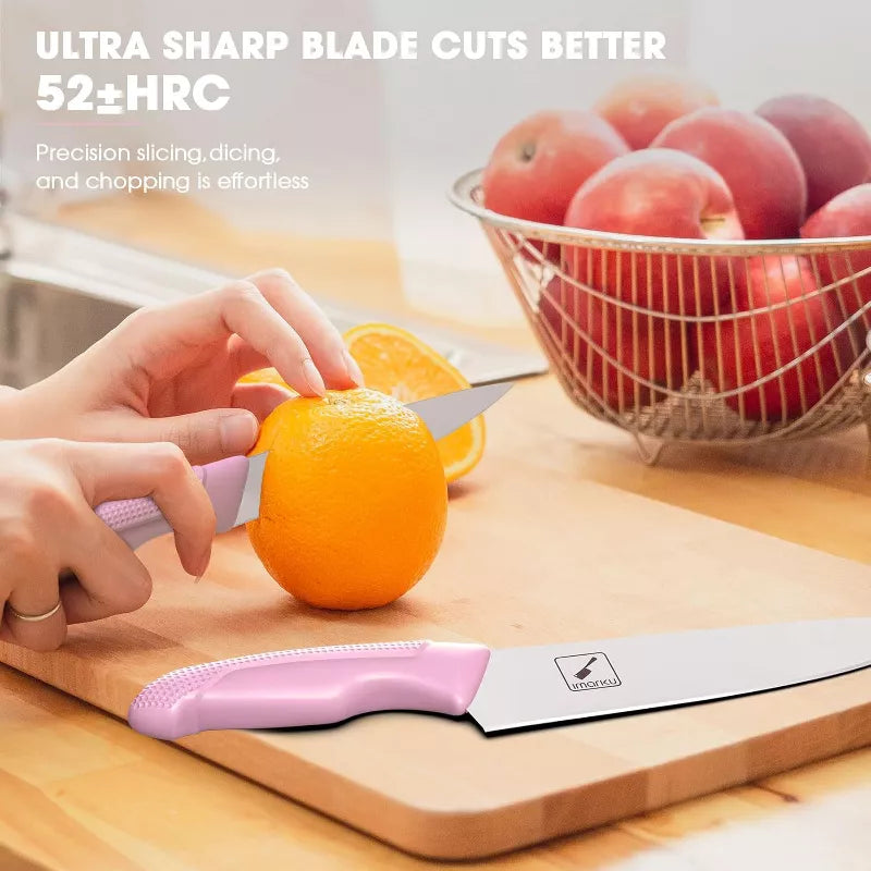 imarku Knife Set with Block, Built-in Sharpener, Stainless Steel Kitchen Knife Set with Non-Slip Ergonomic Handle, Dishwasher Safe, Best Gifts,14 PCS