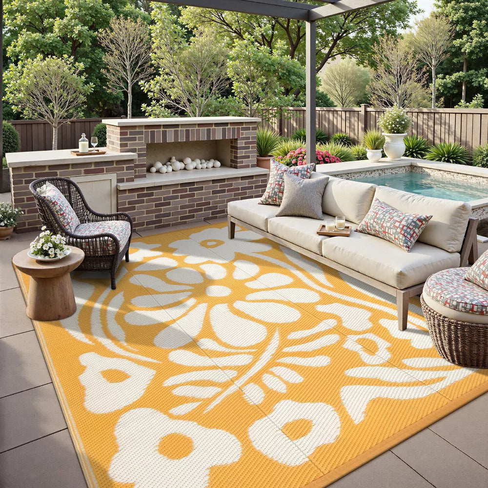 Lahome Outdoor Plastic Straw Rug-Waterproof Reversible Mat for Patio,Balcony,Deck,Backyard,Beach