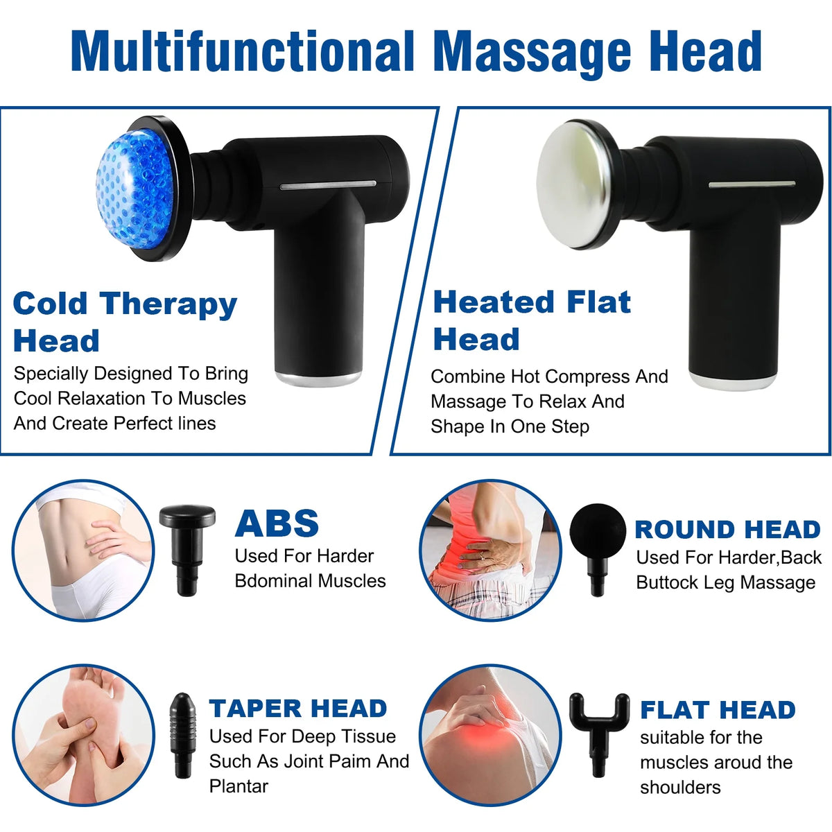 CATGOOD Massage Gun, Hot and Cold Percussion Deep Tissue, Portable Cordless Gun Massager for Muscle, 6 Intensity Levels,Ideal for Gym Office
