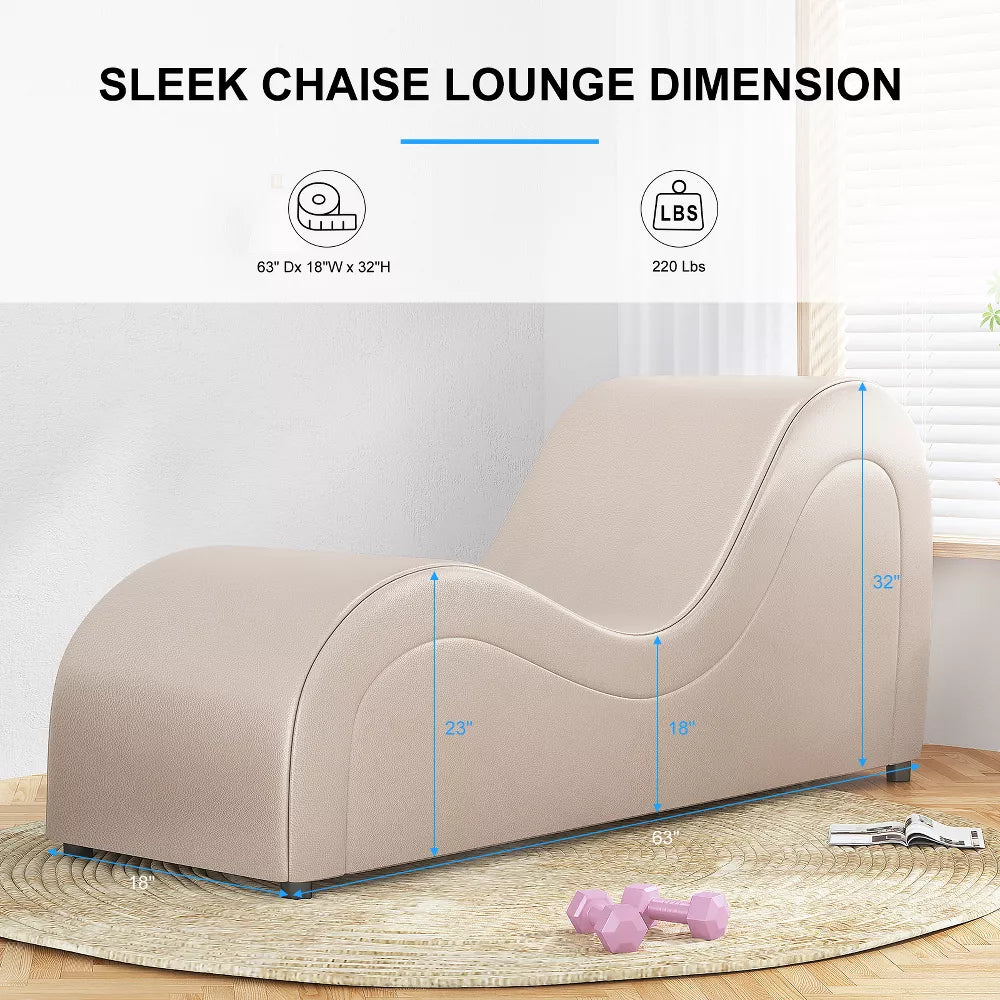 Mjkone Yoga Chair, Faux Leather Yoga Chaise with Padded Sponge