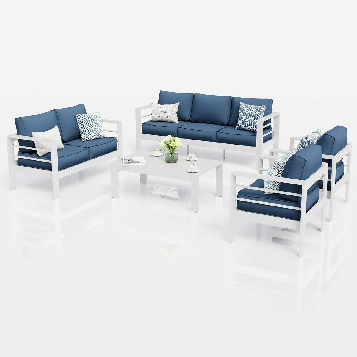 UDPATIO Aluminum Patio Furniture Set, Metal Patio Furniture Outdoor Couch, Aluminum Patio Chairs
