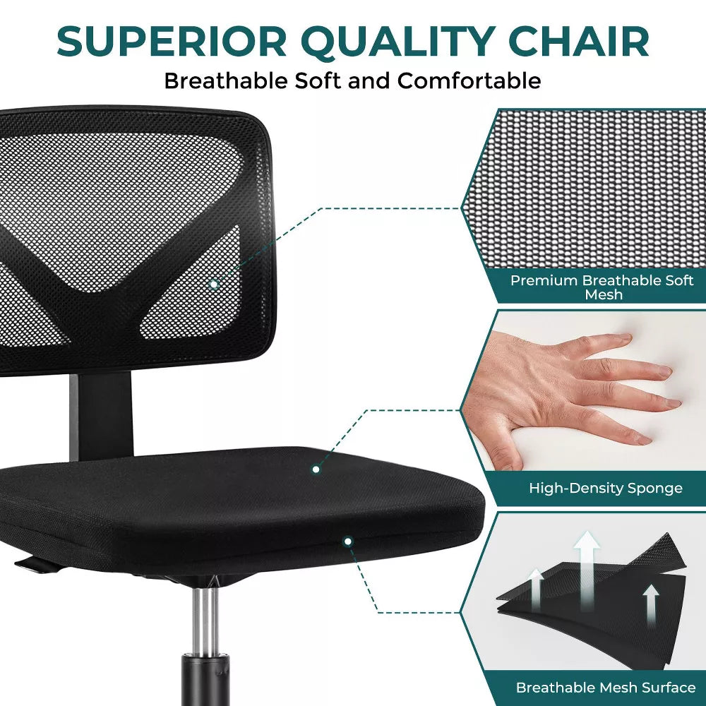 NicBex Adjustable Height Home Office Mesh Chairs with Lumbar Support and Universal Wheels for Work Study