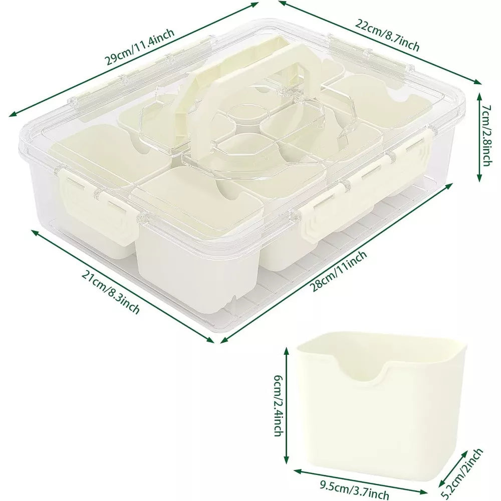 MaseiKar Divided Serving Tray with Lid, 8 Compartment Snack Box, Charcuterie Organizer, Snackle Box for Candy, Nuts, Fruits, Snacks