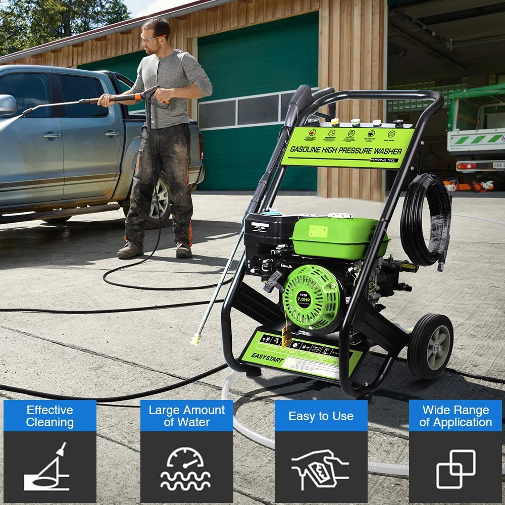 Seizeen Gas Pressure Washer, 2600PSI 2.38 GPM Power Washer with Soap Tank, Spray Gun, 5 Nozzles, 7.0HP Engine