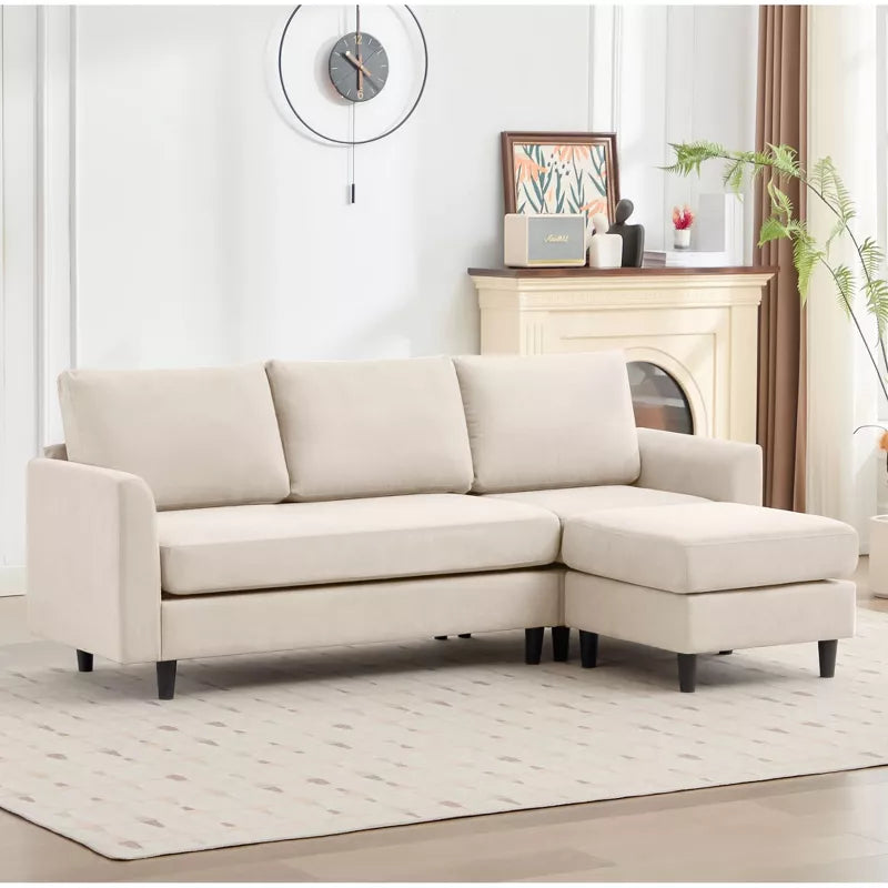 Hyleory L Shaped Sectional Sofa Breathable Soft Fabric in Simple Warm Design