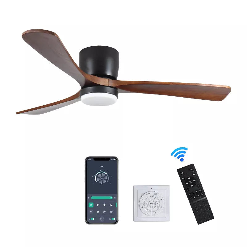 BestParts 42 Wood Ceiling Fan with LED Light - Smart Control, 3 Speed, Energy Efficient