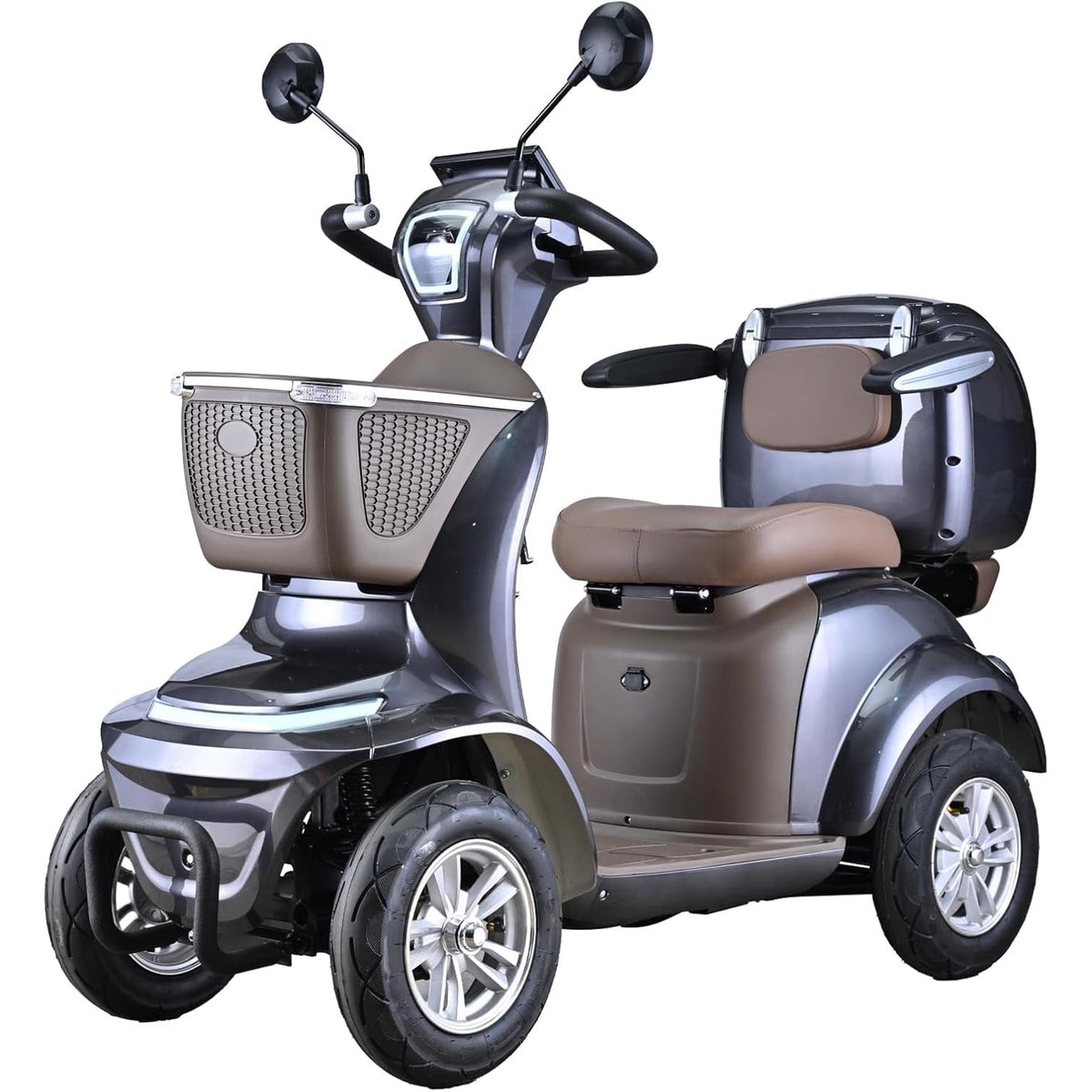 4 Wheel Electric Powered Mobility Scooter Wheelchair for Adults Seniors Pre Assembled in USA, 500lbs Capacity, 25 31 Miles Range, 3 Speed Up to 15 MPH, 800W Motor Power (Brown)