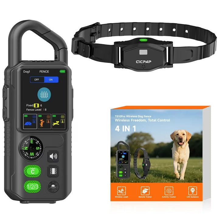 Wireless Dog Fence & Training Collar – CICPAP Waterproof Electric Fence System with Remote, Pet Containment, Adjustable Range 33–3300ft, Safe Shock/Vibration/Beep Modes