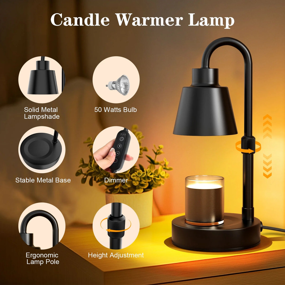 Fimilo Candle Warmer Lamp with Timer and Dimmer - Electric Candle Lamp Warmer with 2 Bulbs for Jar Candles - Present for Mom Mother's Day Christmas Home Decor