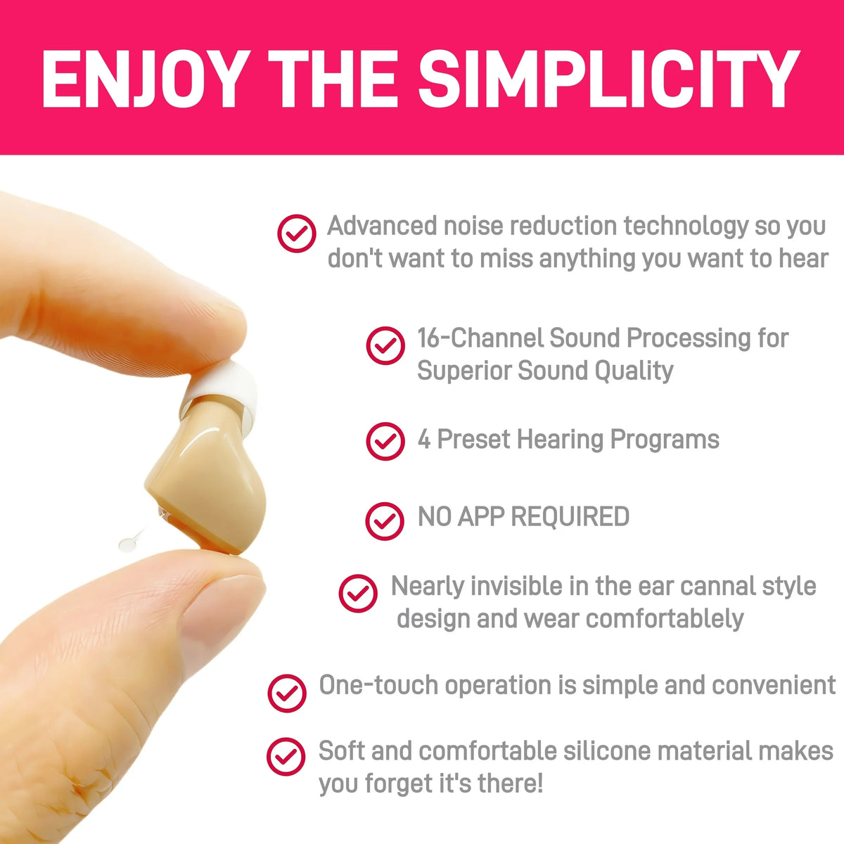 iadr Hearing Aids for Seniors Rechargeable with Noise Cancelling, Adults Hearing Amplifiers for Hearing Loss, Hearing Amplifiers with Magnetic Charging Case,Beige (A17BT)