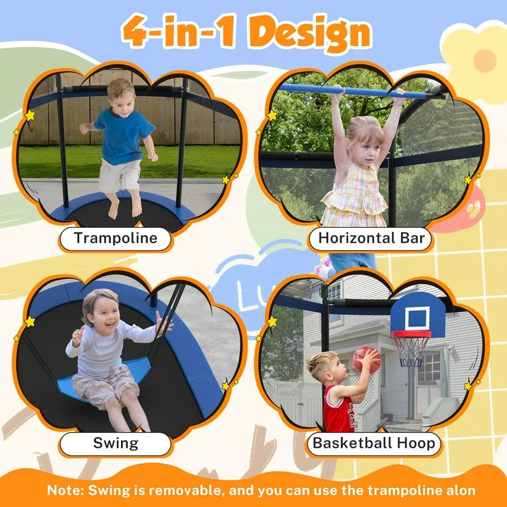 SHINPT 4 6FT Toddler Trampoline for Kids, Kids Indoor Trampoline with 771LBS Load Bearing Capacity, Mini Trampoline Indoor Outdoor, Small Trampoline with 4 Accessories Adjustable Gymnastics Bar