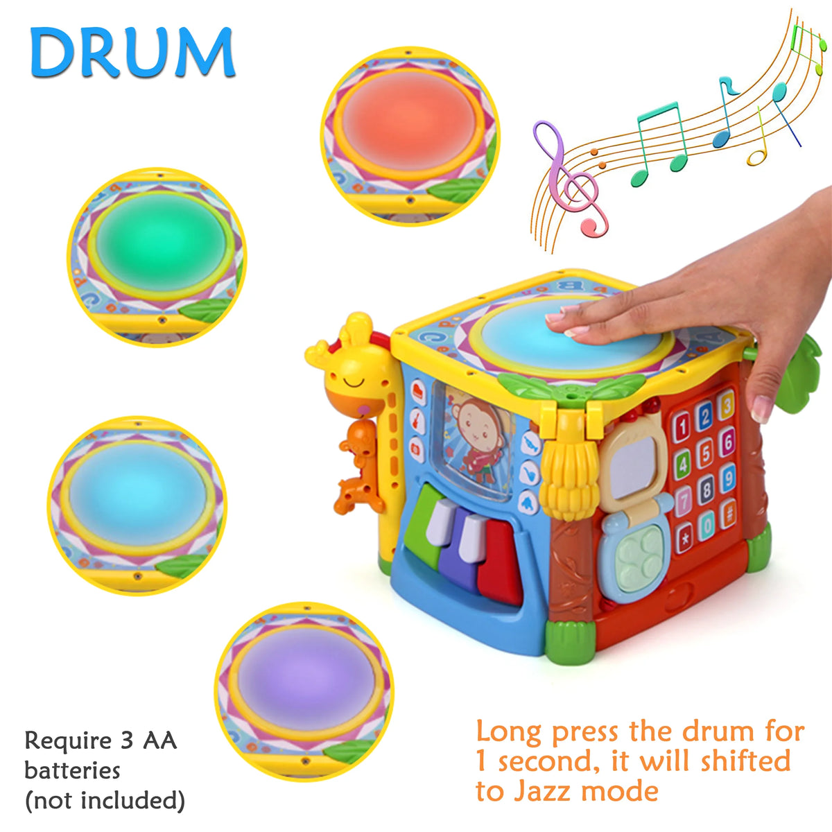 Richgv Activity Cube Montessori Toys for 1 Year Boys Girls, Preschool Learning Toys Baby Educational Toy with Music Light