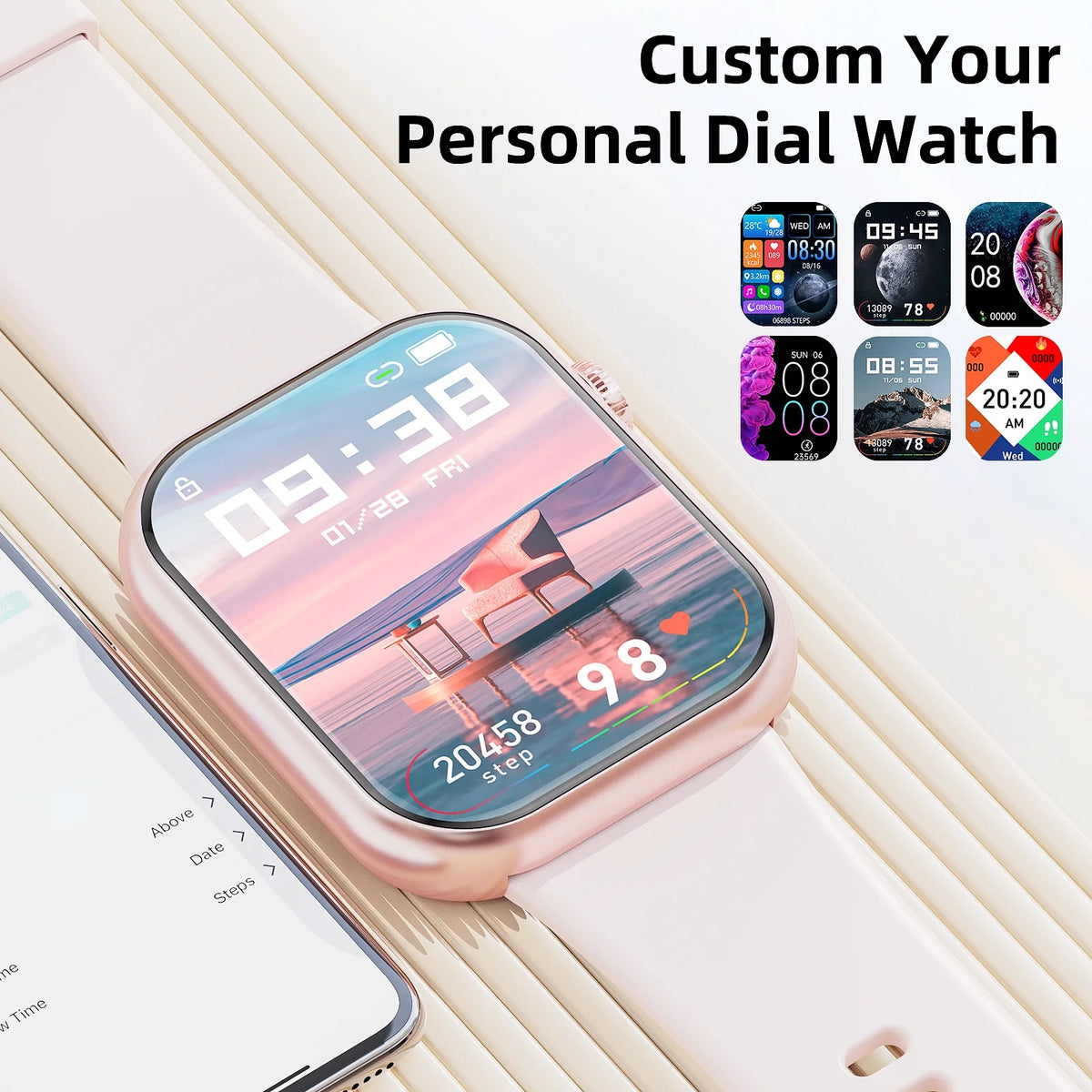 Mingdaln 2025 New 1.85-inch Men Women's Smartwatch with Answer/Make Calls/100 Sports Modes/Message Reminder, IP67 Waterproof Fitness Tracker for Android Iphone Devices(Pink)