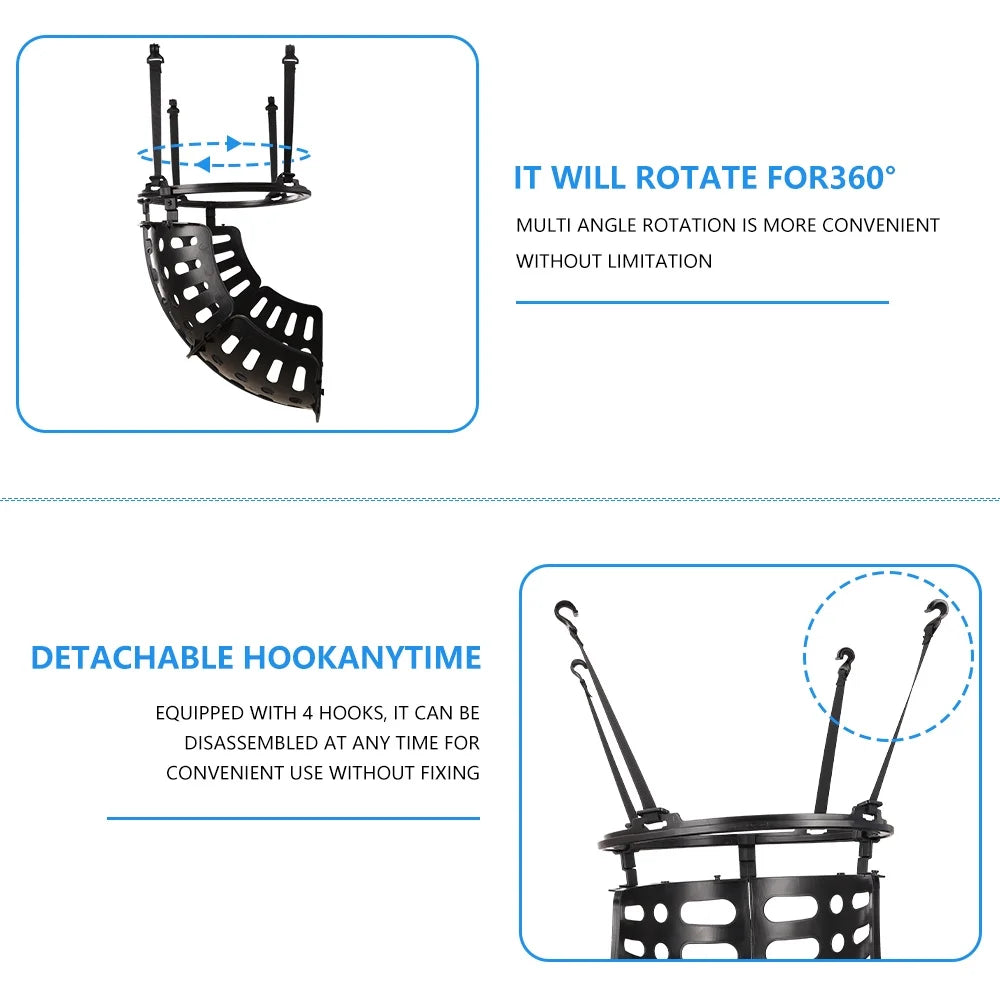 Basketball Return, SEGMART Basketball Return Attachment, 360° Basketball Shot Trainer, Portable Basketball Training Equipment, Basketball Return Chute Rebounder with 4 Detachable Hooks for Hoop,Black