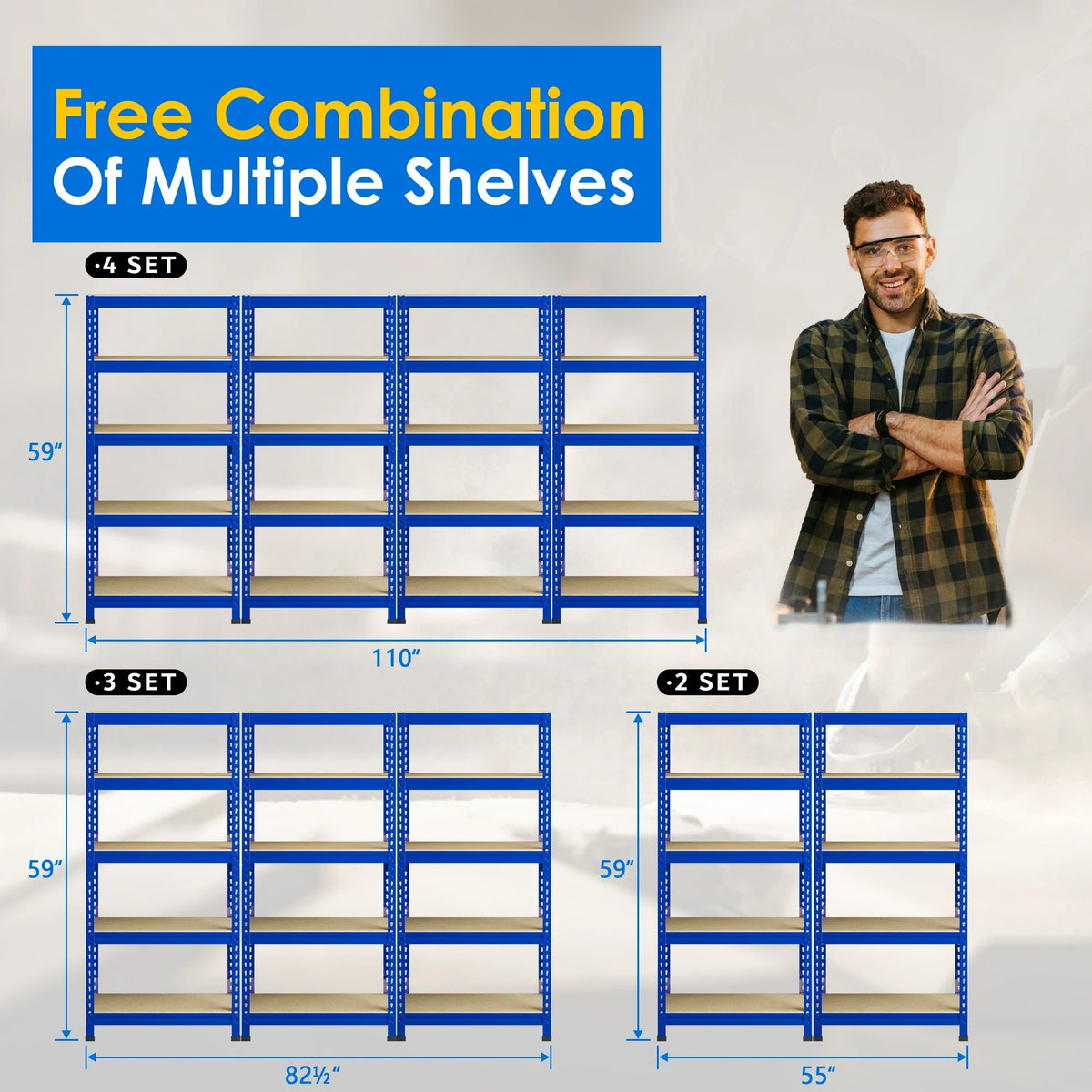 ConzyFancy Storage Shelves 5 Tire Metal Garage Storage Shelving Unit Heavy Duty Adjustable for 1325lbs-28" x 12" x 59" -1 Pack