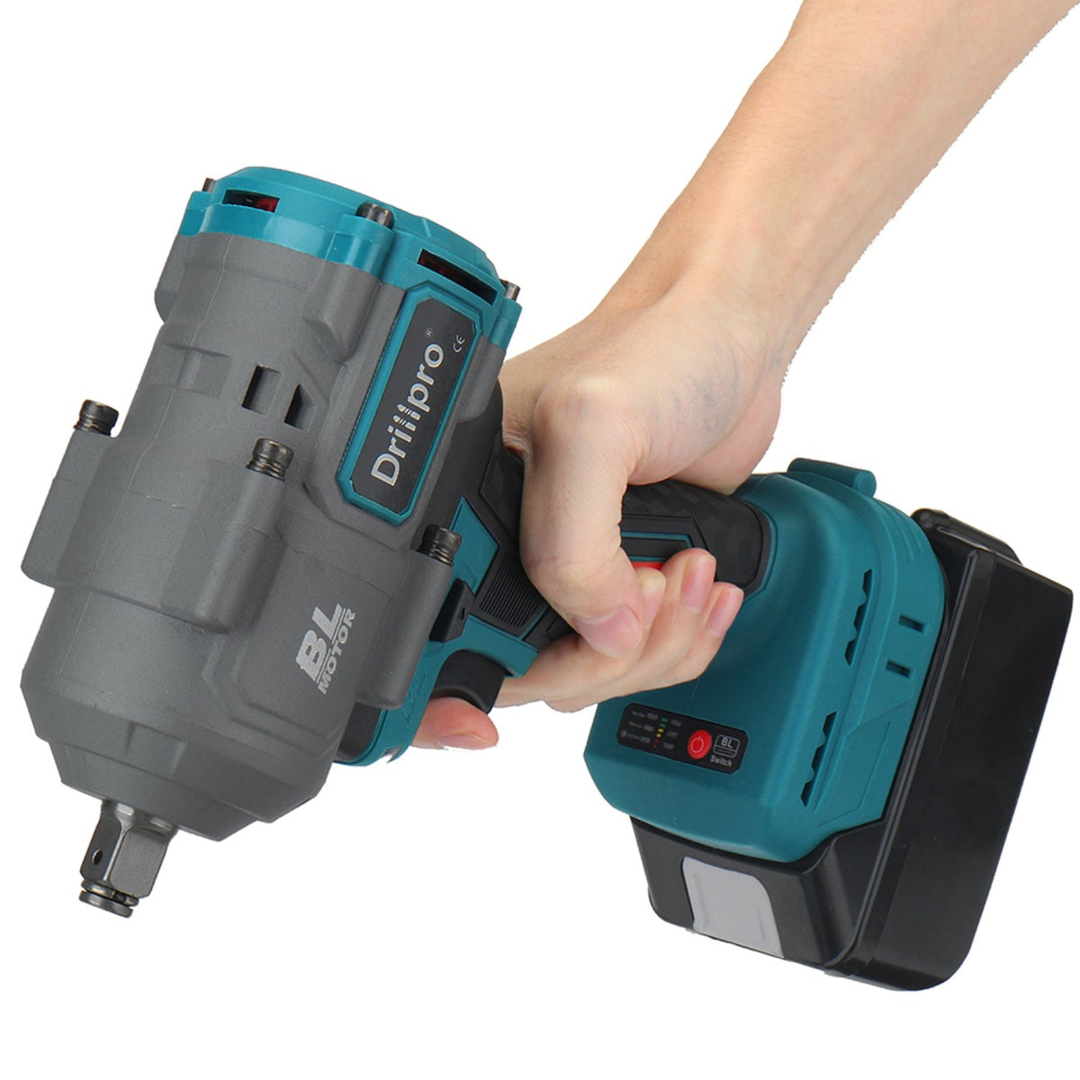 Impact Wrench,DRILLPRO 1 2 inch 600Ft lbs(800N·m) Brushless Cordless Electric Wrench, 21V Impact Driver with 1PCS Lithium Batteries,3000RPM Power Impact Gun for Car Home
