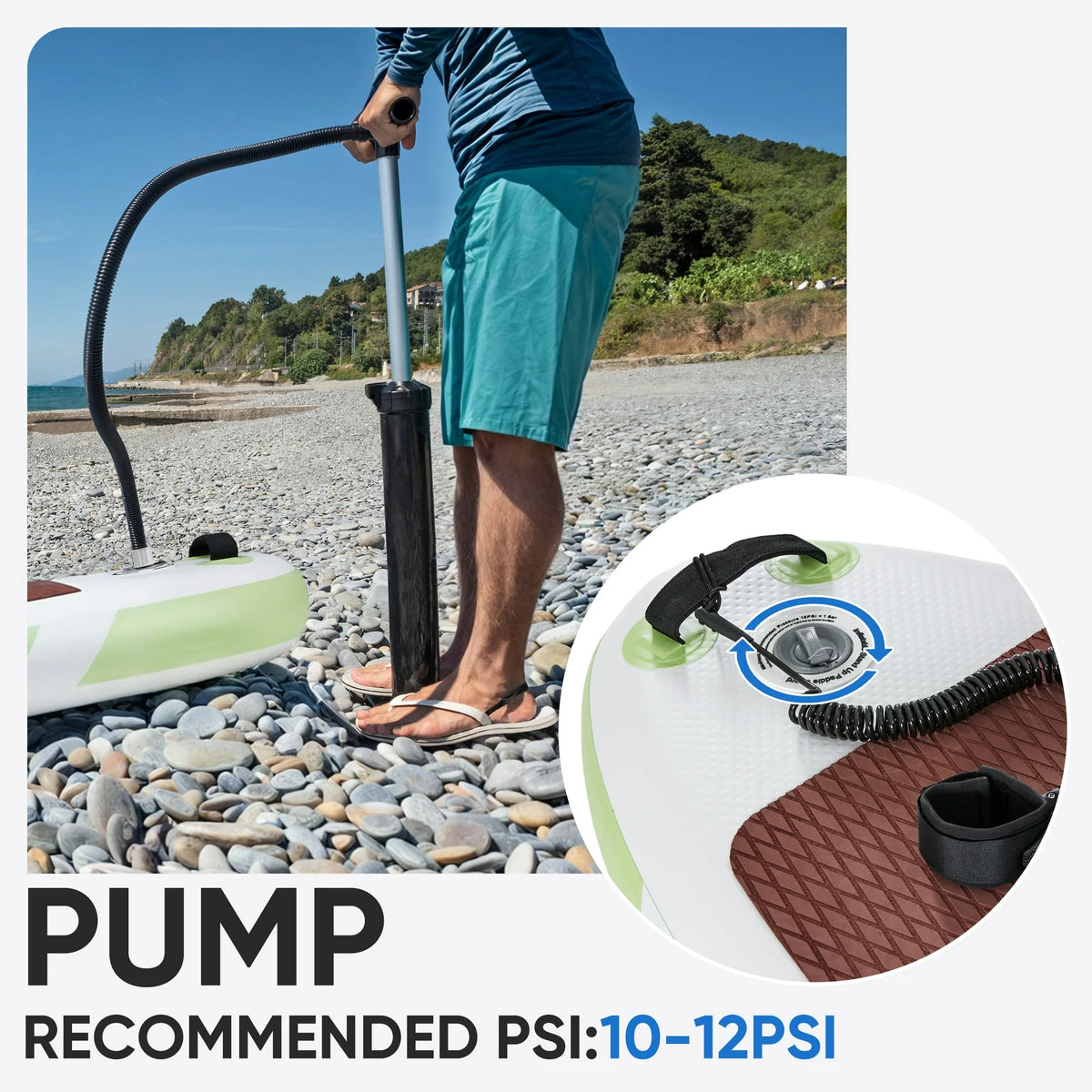 ZUNMOS 10.5'×33'' Inflatable Stand Up Paddle Board Non-Slip Deck, Durable Advanced Material and Complete SUP Accessories for All Skill Levels, Brown and Green