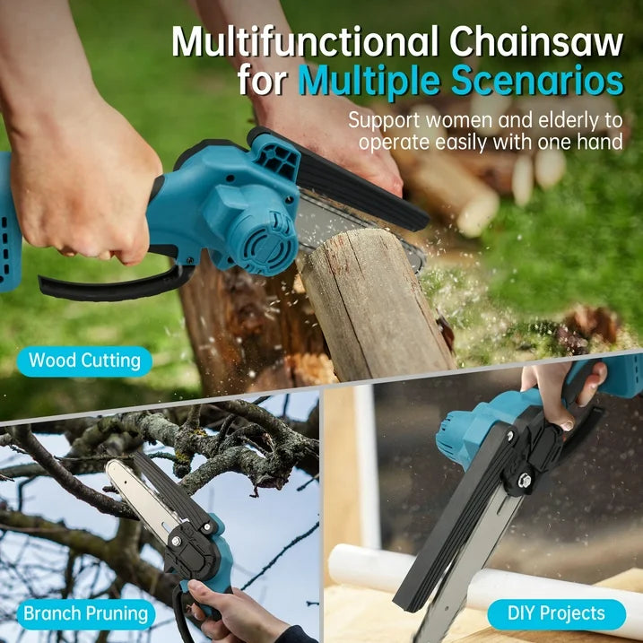 Tidymend Mini Chainsaw 8 inch 6 inch Cordless Chainsaw with Battery and Charger, Lightweight Electric Chain Saw for Trees Branches Trimming Wood Cutting