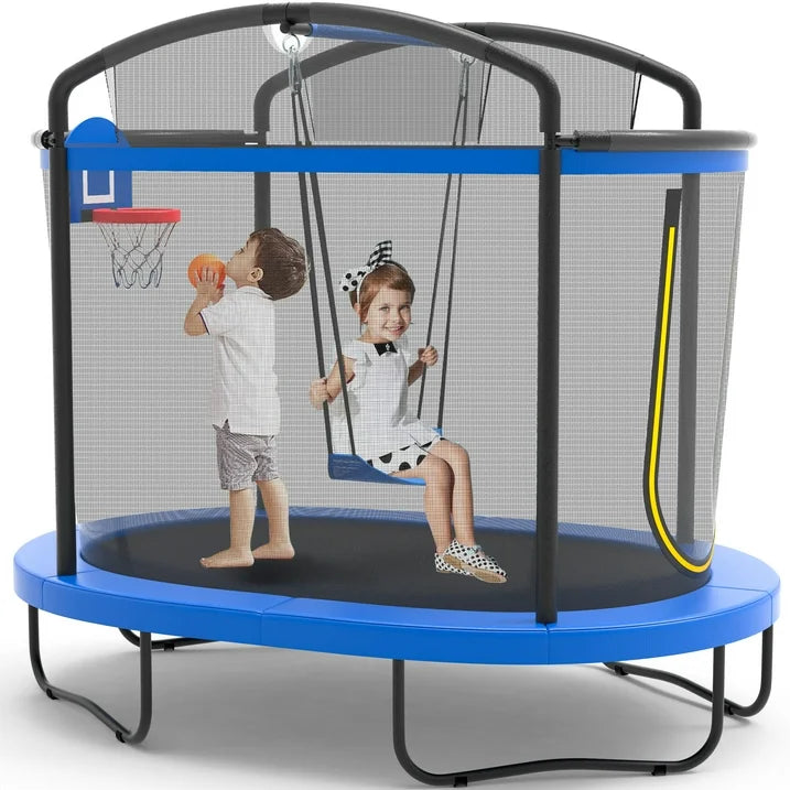 SHINPT 4 6FT Toddler Trampoline for Kids, Kids Indoor Trampoline with 771LBS Load Bearing Capacity, Mini Trampoline Indoor Outdoor, Small Trampoline with 4 Accessories Adjustable Gymnastics Bar