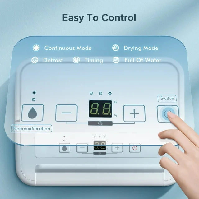 KISSAIR 22 Pints Portable Dehumidifiers, 1,500 Sq. ft Coverage Area, Auto Shut off, 24H Timer, 2.1L Water Tank, Drain Hose,Ideal for Room, Bathroom, Basement