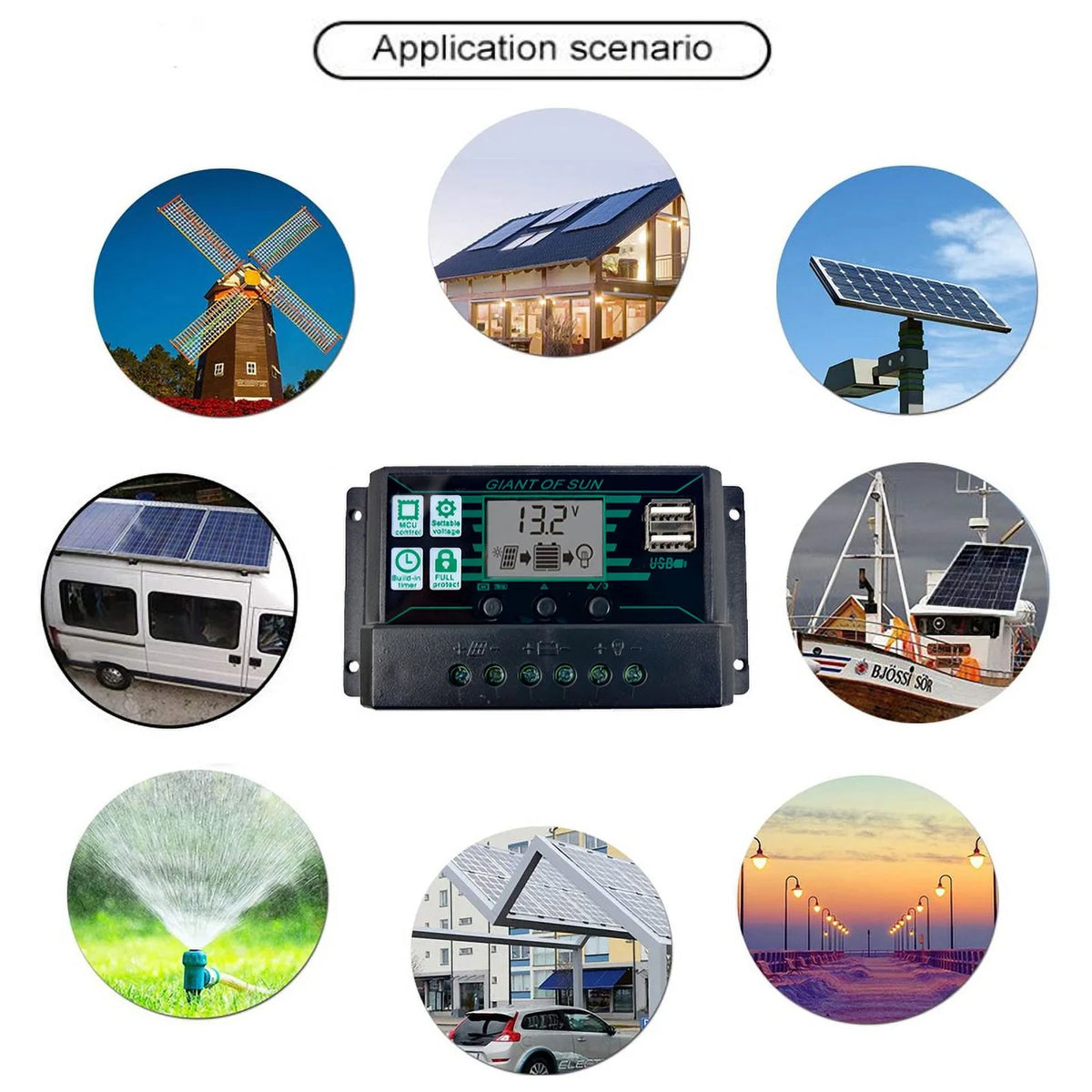 BSHAPPLUS 100A PMW Solar Panel Regulator Charge Controller Auto Focus Tracking 12V/24V