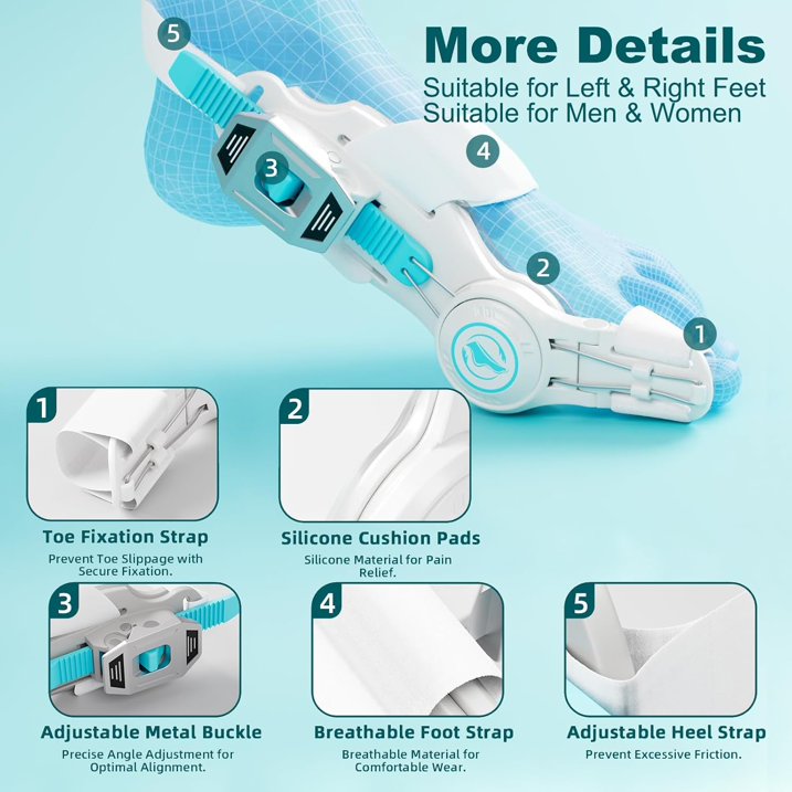 Upgraded Bunion Corrector for Women Men, Orthopedic Bunions Correction with Non Slip Big Toe Straighteners, Adjustable Bunion Splint Suitable for Day/Night Feet Bunion Relief (2PCS)