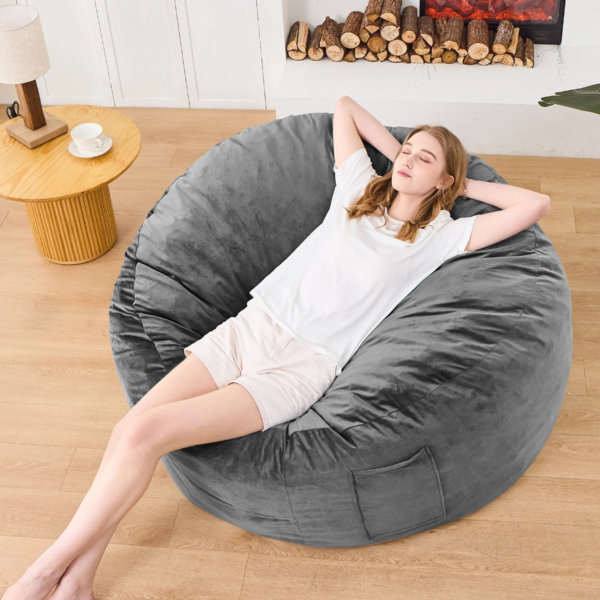 XIECUVA Bean Bag Chair Stuffed Memory Foam for Adults and Kids,Medium Size Beanbag Sofa,3 ft
