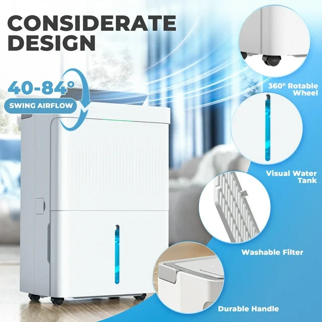 KISSAIR 32 Pint Dehumidifier with Drain Hose 3000 sq ft Coverage Area with Auto Defrost, Timer