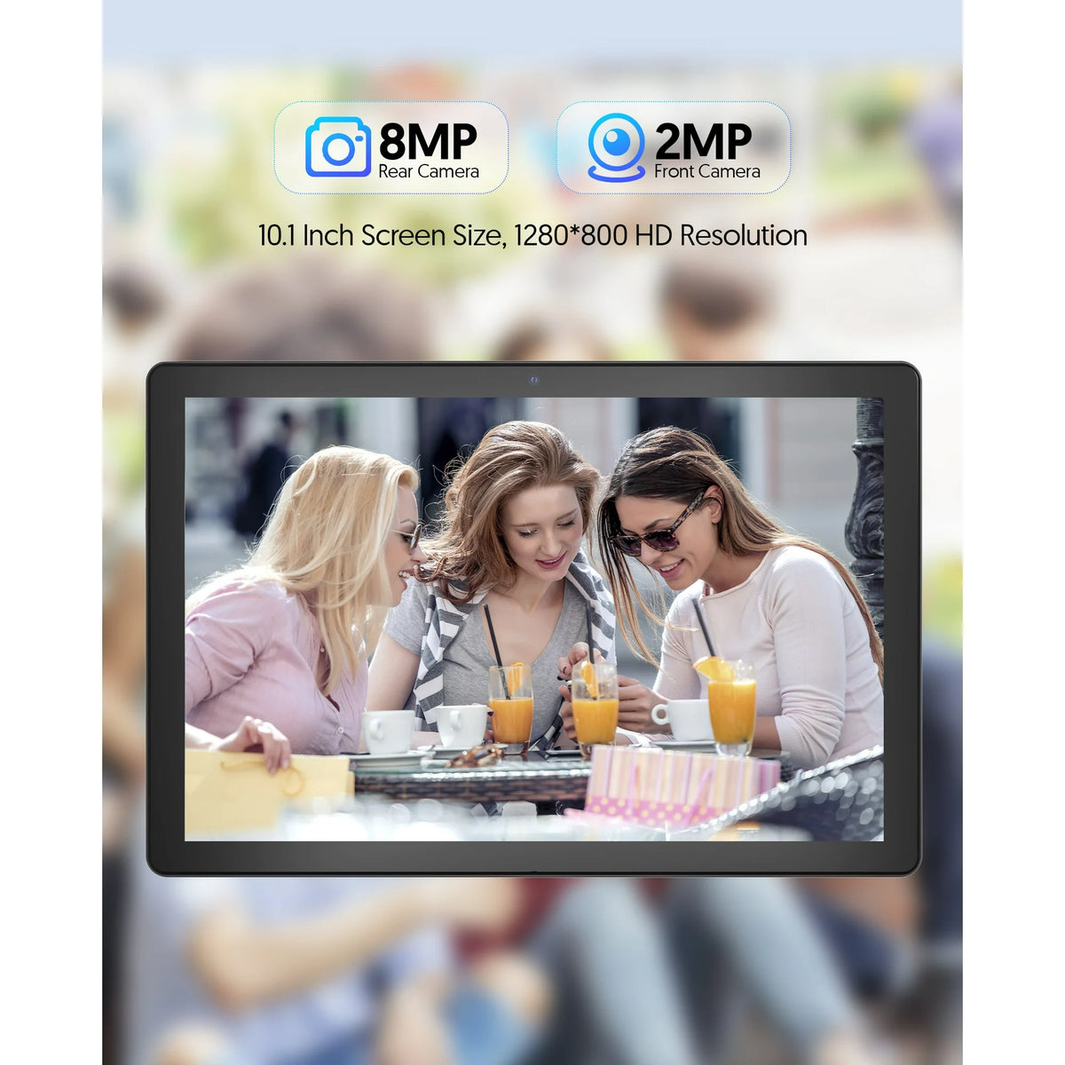Android 14 Tablet 10.1 inch Tablet, 6GB RAM 64GB ROM (1TB TF), Quad Core 2.0 GHz, WiFi 6, Bluetooth 5.0, Widevine L1, 2MP 8MP, 6000mAh
