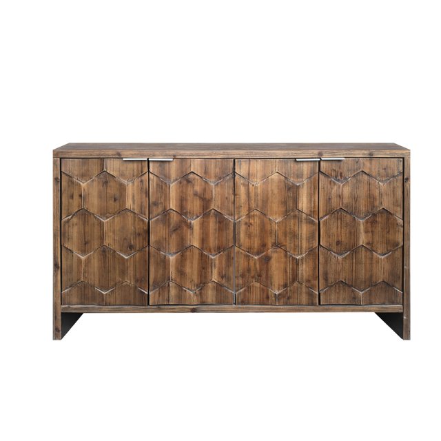 Accent Cabinet Farmhouse Style 4 Door Wooden Cabinet Sideboard Buffet Server Cabinet Storage Cabinet, for Living Room, Entryway, Hallway, Office, Kitchen and Dining Room
