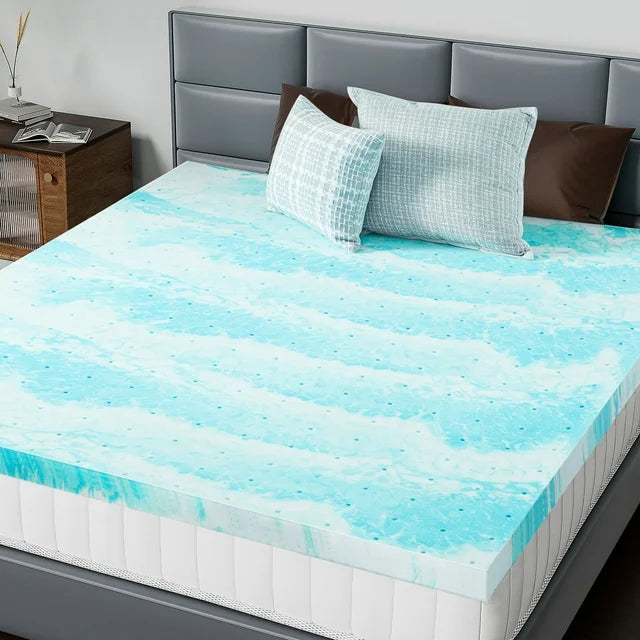 EverPick Memory Foam Mattress Topper - 3 Inch Gel Infused Memory Foam - Plush Feel - Cooling and Pressure Relieving for Back Pain - Queen Size