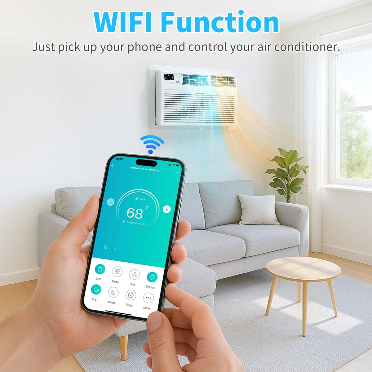 Ktaxon Smart 8000 BTU Through the Wall Air Conditioner with Heat, Wall AC Unit & Heater Combo with Remote, APP & Voice Control & Timer Function, Compatible with Alexa/Google Assistant, 115V/60Hz