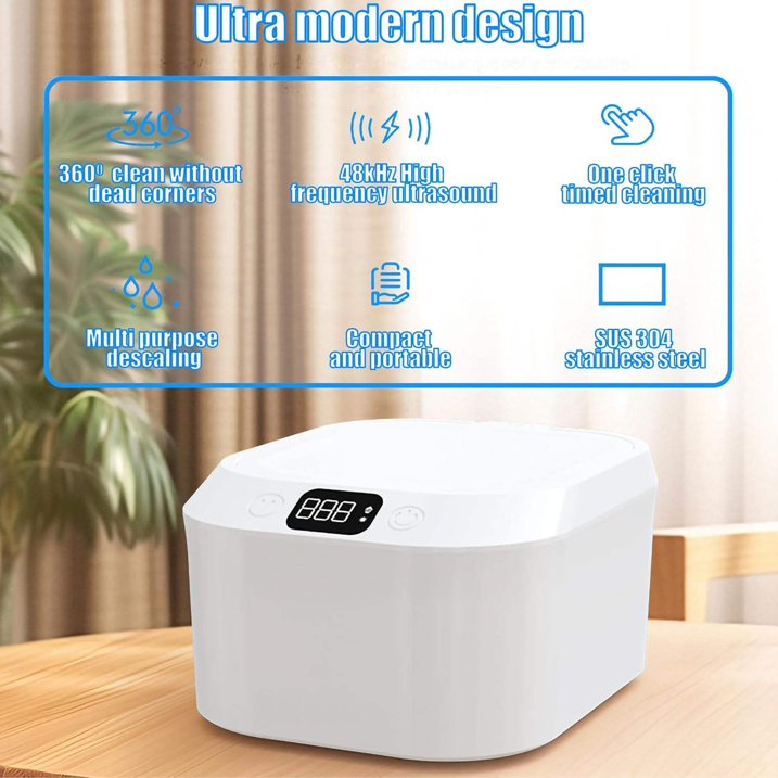 FETERVIC 48kHz Ultrasonic Retainer Cleaner Machine with 220ML, 3 Modes, Ultrasonic Jewelry Cleaner Denture Cleaner for Aligners, Rings, Watches, and Glasses