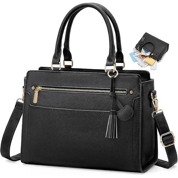 RAINSMORE Purses and Handbags for Women, Daily Shoulder Tote Satchel Bags Black